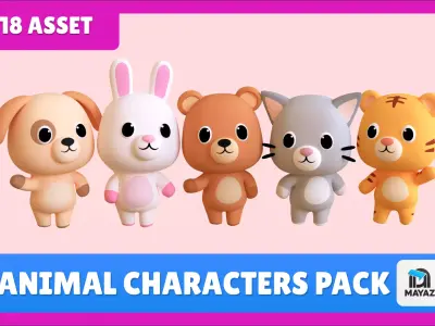 Chubby Animal 3D Model Bundle 01 Low-poly 3D model