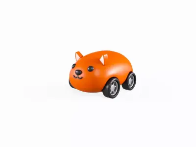 Cartoon Fox Car Cute Low-poly 3D model