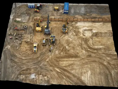 construction-site terrain trucks machinery pt5 dronescan Low-poly 3D model