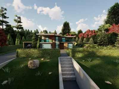 3D Villa With Garden 2 3D model