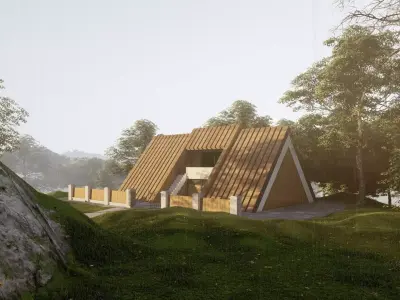 Village house Low-poly 3D model