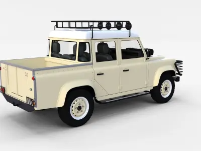 Land Rover Defender 110 Double Cab Pick Up w interior rev 3D model