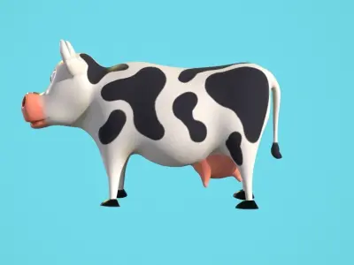 Stylized Animated Cow  Low-poly 3D model