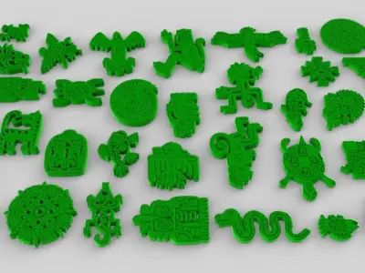 Mayan Animal Symbols Low-poly 3D model