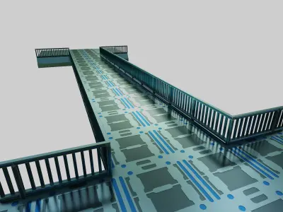 SCIFI-Bridge-Type-4 bridge with metal railings 3D model