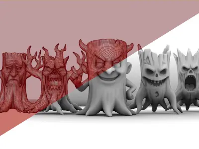 Haunted Tree-Stump Monster Pack 3D Models Low-poly 3D model