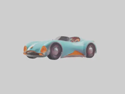 Retro Futuristic Car model Low-poly 3D model