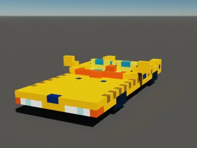 Taxi in voxel blocks  3D model