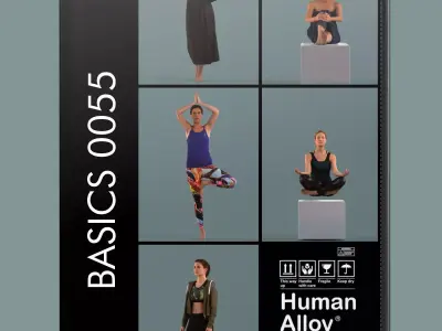 Set of 3D women at the gym and spa 3D model