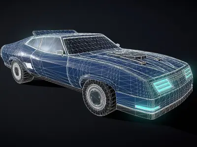 Ford Falcon Retro Futuristic Car Low-poly 3D model