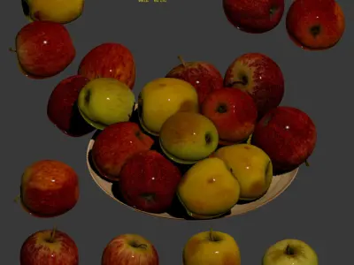 Apples Gala - 4 models Low-poly 3D model