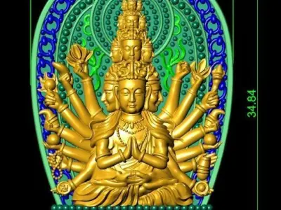 Thousand Hands Thousand Eyes Buddha Pendant 3D print model