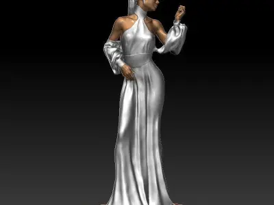 Girl in a long dress 3D print model