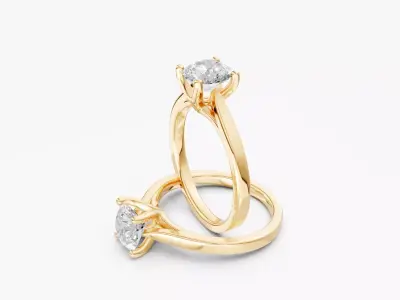 ZABS004A Solitaire engagement ring round diamond 3D print model