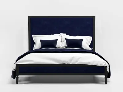 Luxury Velvet Upholstered Bed 3D model