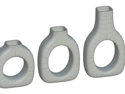  Concrete Decor Vase Set 3D model