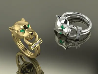 Panthere Ring Gold  3D print model