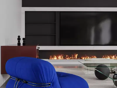 Modern living room dining room interior scenes 454 3D model