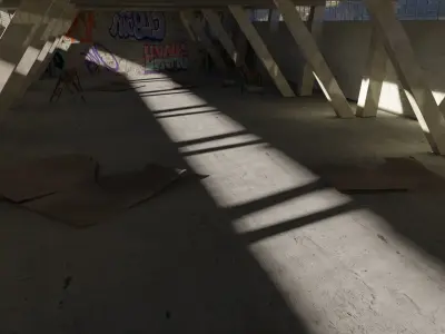 Realistic Under Bridge Scene Blend File and FBX 3D model