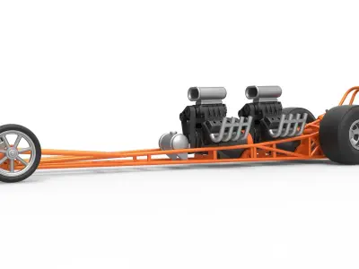 Front engine dragster with 2 V8 Scale 1 to 25 3D print model