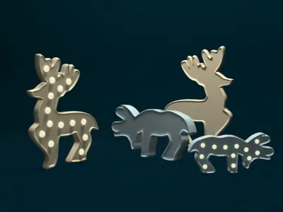 Deer Christmas Lamps 3D model