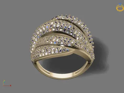 STL 3DM Print Ready Women Diamond Ring Lightweight Printable  3D print model 58