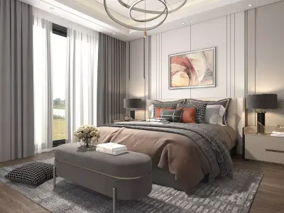 Modern Bedroom Scene 11 3D model