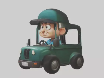 Cartoon Bus Driver 1 Low-poly 3D model