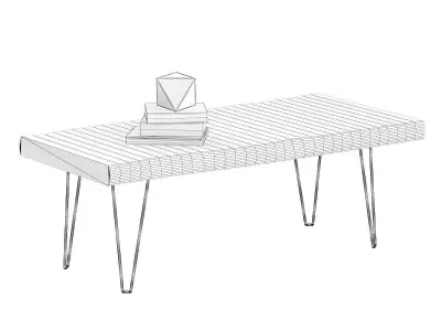 Rough Table with Books 3D model