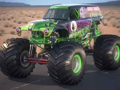 Grave Digger Monster Truck Desert 3D model