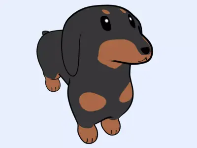 A Dachshund Dog With A Toon Cell Shade Style 3D model