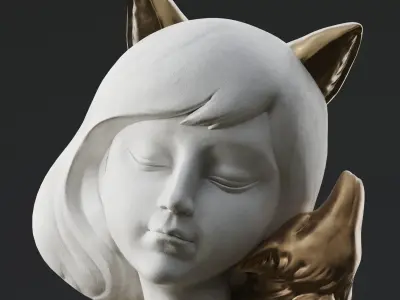 Girl and fox 3D model