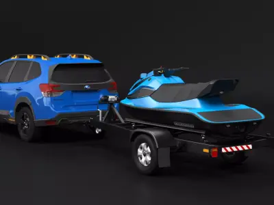 Subaru Forester Wilderness and Jet Ski Trailer 3D model