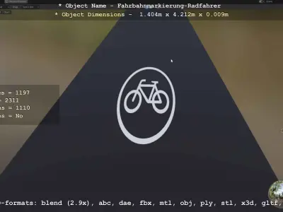 Road Marking Cyclist - Fahrbahnmarkierung Radfahrer Free 3D model