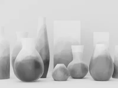 Vase decoration set  Low-poly 3D model