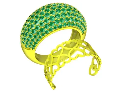 Luxury Dome Pave Gemstone Ring for Women 4523 3D print model