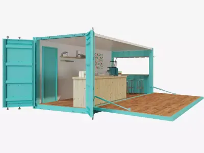 V2 Mobile shipping container restaurant Container Cafe 3D model