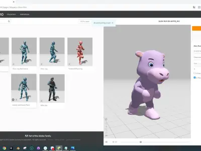 Character008 Animated Hippo 3D Low-poly 3D model