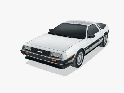 DeLorean DMC 12 1981 Low-poly 3D model