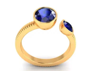 Ring M179 The luxury female ring with gems Oval Cushion Square  3D print model