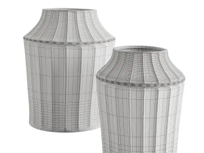 Reagan Ribbed White Vase 3D model