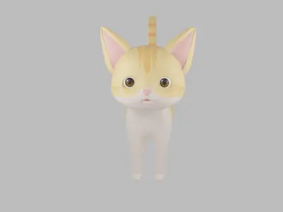 3D Cute Yellow Cat 3D model