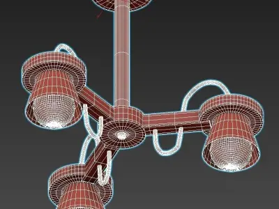 liustra three light chandelier in wood 3D model