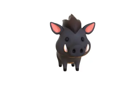 Cartoon Wild Boar Animal 03 Low-poly 3D model