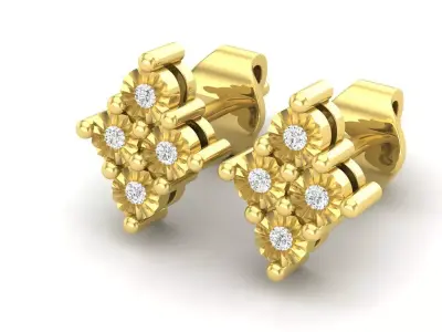 AV 670 illusion Diamond Stud Earrings 3D print model
