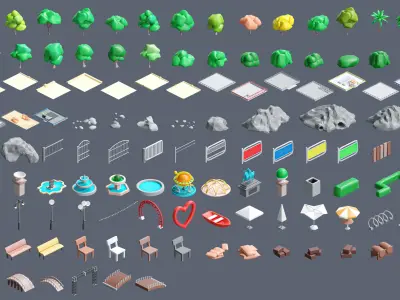 Amusement Park Low-poly 3D model