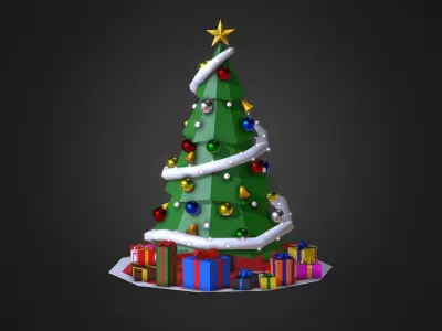 Christmas Tree Low-poly 3D model 6
