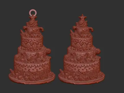 christmas tree cake decor  3D print model