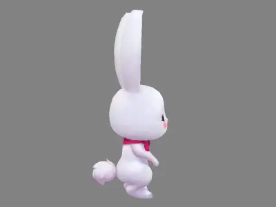 Cartoon little white rabbit Low-poly 3D model