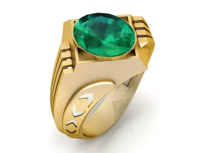 Luxury Emerald Men Signet Ring 3D PrintableModel 3D print model